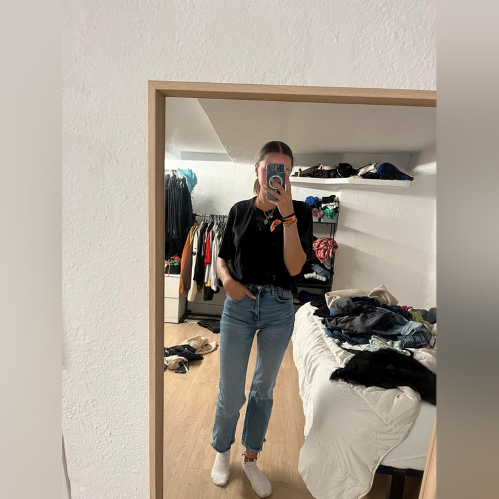 Zara high waisted straight jeans
